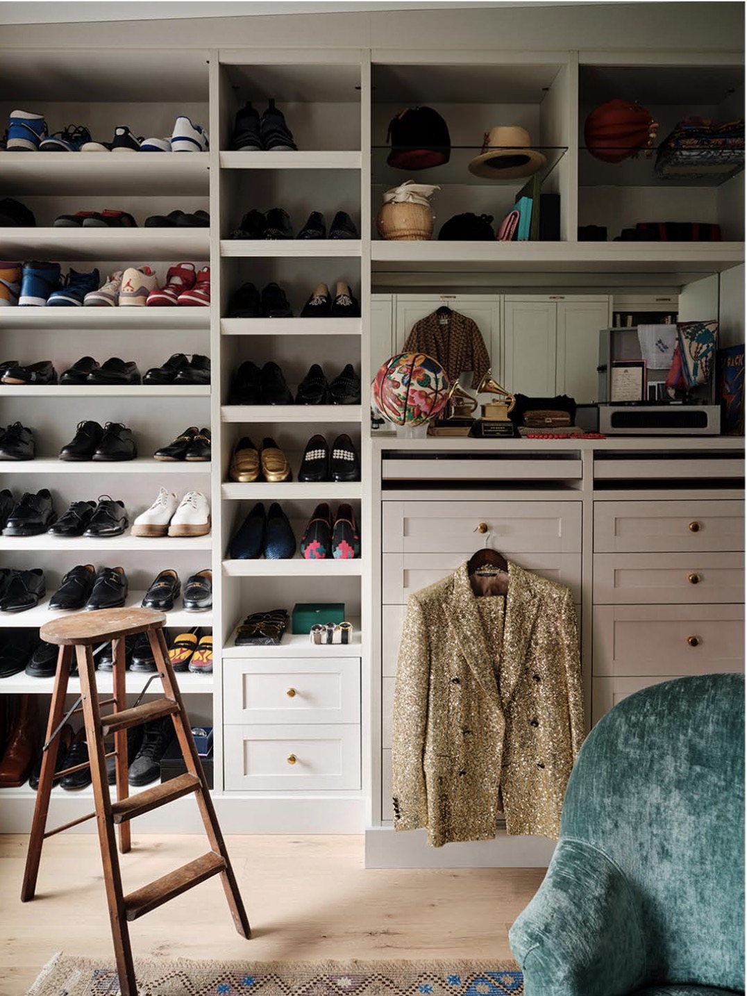 A creative space layered with art and light
