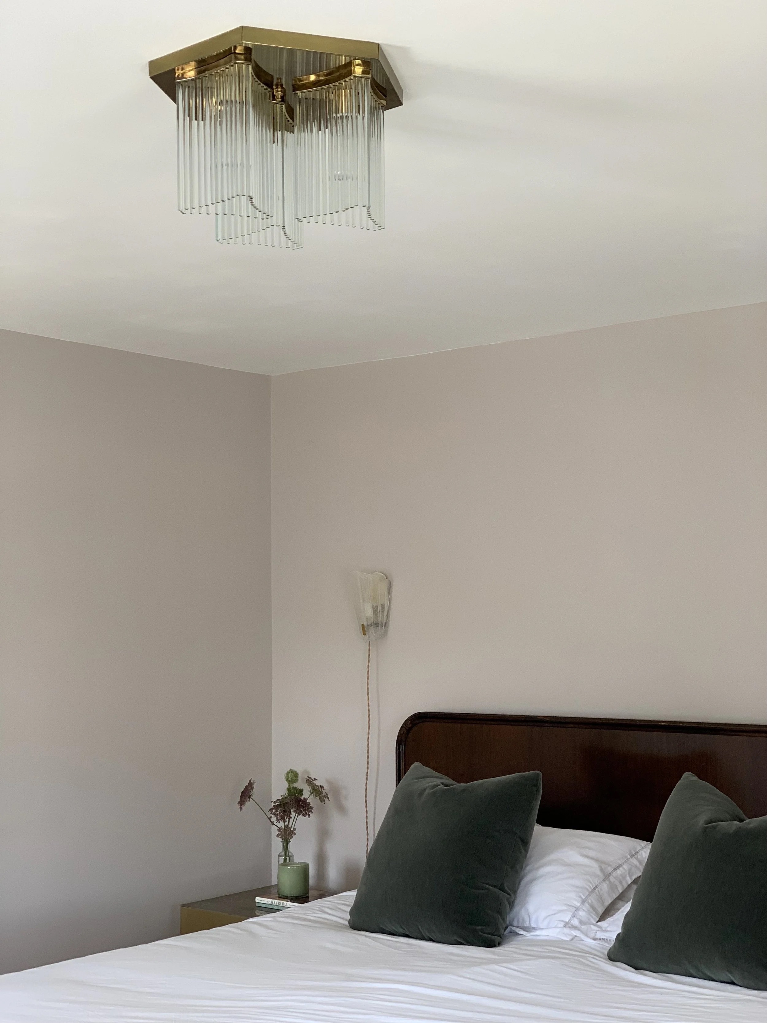 A tactile, glamorous bedroom detail